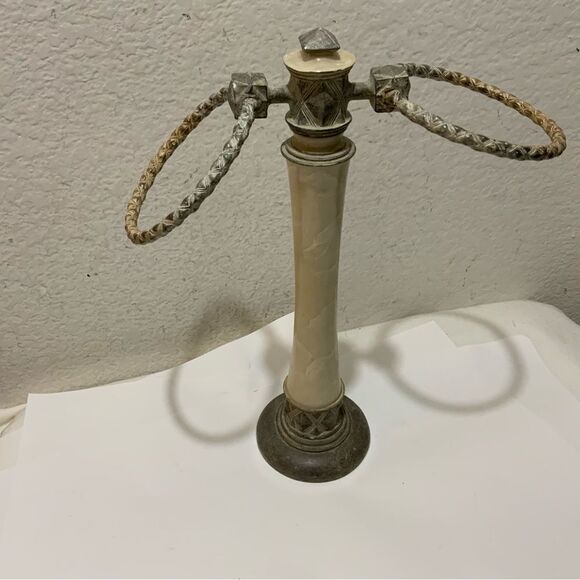 Brunswick Towel Tree, Natural Marble/Stone, India Ink Towel Rack 13.5” Tall B6 - Picture 3 of 5